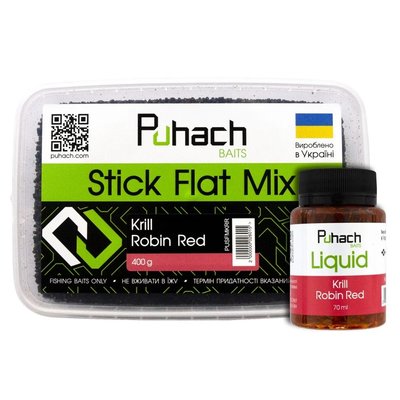 Набір Puhach Baits Stick Flat Mix + Liquid 70 ml – Krill Robin Red PUN003 фото
