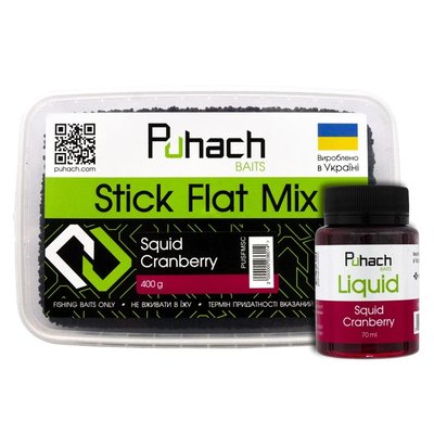Набір Puhach Baits Stick Flat Mix + Liquid 70 ml – Squid Cranberry (Кальмар/Журавлина) PUN005 фото