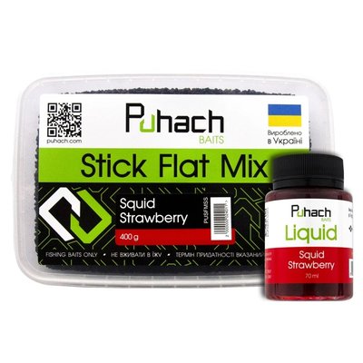 Набір Puhach Baits Stick Flat Mix + Liquid 70 ml – Squid Strawberry (Кальмар/Полуниця) PUN009 фото