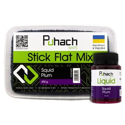 Набор Puhach Baits Stick Flat Mix + Liquid 70 ml – Squid Plum (Кальмар/Слива) PUN007 фото