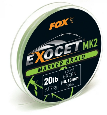 Fox Exocet MK2 Marker Braid Green 0.18mm 20lb CBL012 фото